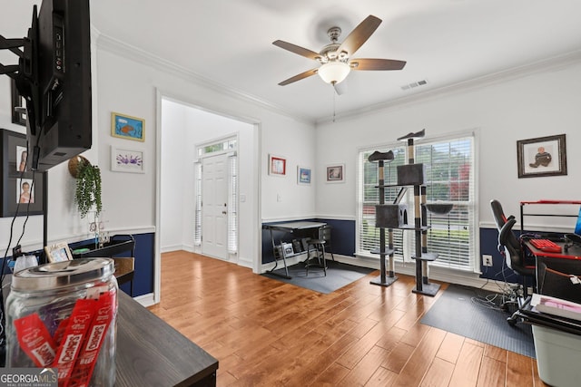 2009 Mclain Rd NW, Acworth, GA 30101 - office space featuring a ceiling fan, ornamental molding, and wood finished floors