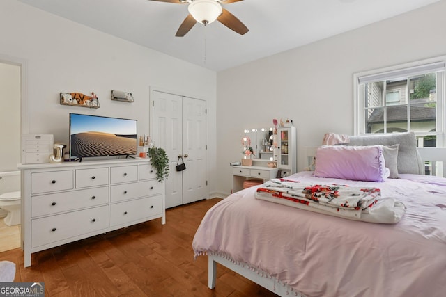 2009 Mclain Rd NW, Acworth, GA 30101 - bedroom with hardwood / wood-style floors and a ceiling fan