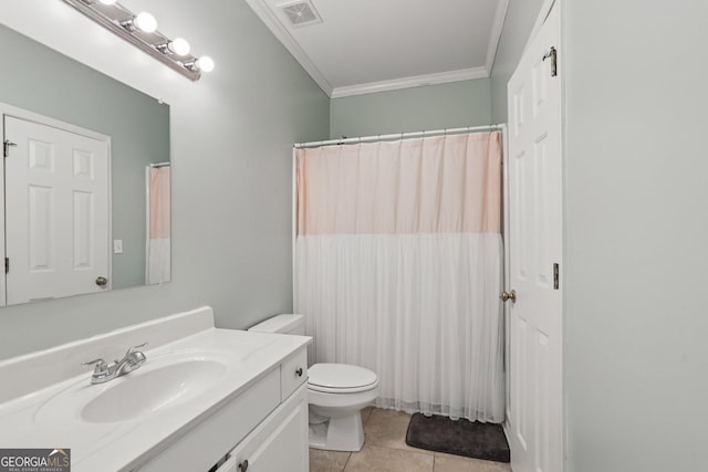 2009 Mclain Rd NW, Acworth, GA 30101 - bathroom with vanity, ornamental molding, and tile patterned floors