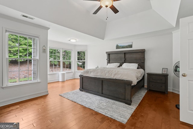 2009 Mclain Rd NW, Acworth, GA 30101 - bedroom featuring a raised ceiling, hardwood / wood-style floors, and a ceiling fan