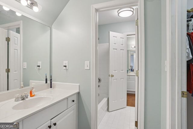 2009 Mclain Rd NW, Acworth, GA 30101 - bathroom with vanity, tile patterned floors, and  shower combination