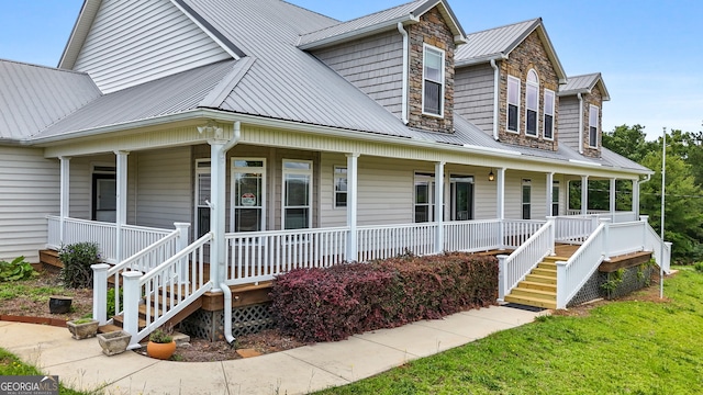735 Firetower Rd, Thomaston, GA 30286 - view of front of property featuring covered porch, stairs, and a metal roof