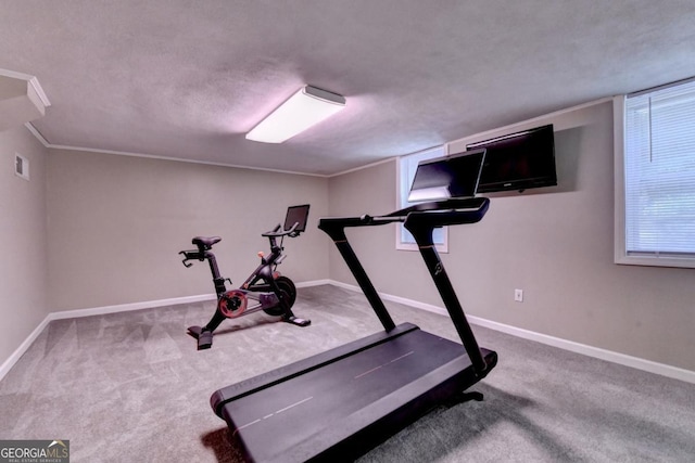 595 Glenforest Rd, Sandy Springs, GA 30328 - workout room featuring carpet floors and crown molding