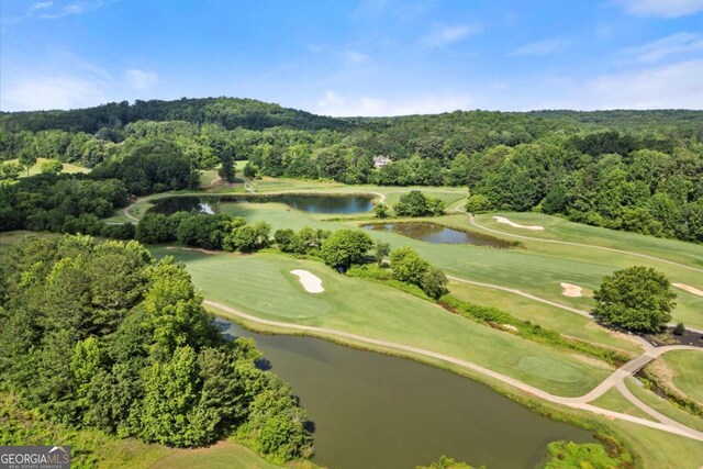 411 Hickory Fairway Ct, Woodstock, GA 30188 - bird's eye view of a golf club and a nearby body of water