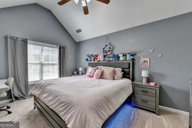 1811 Alberta Ln, Winder, GA 30680 - carpeted bedroom with vaulted ceiling and a ceiling fan