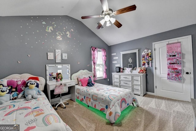 1811 Alberta Ln, Winder, GA 30680 - bedroom with lofted ceiling, light carpet, and ceiling fan