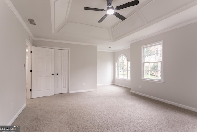 5674 Mountain Cres, Stone Mountain, GA 30087 - unfurnished bedroom with carpet, ornamental molding, a closet, and ceiling fan