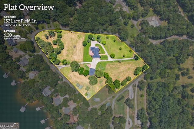 152 Lace Field Ln, Lavonia, GA 30553 - aerial overview of property's location featuring property boundaries highlighted