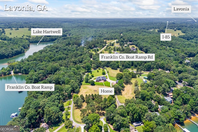152 Lace Field Ln, Lavonia, GA 30553 - drone / aerial view of a nearby body of water and a forest