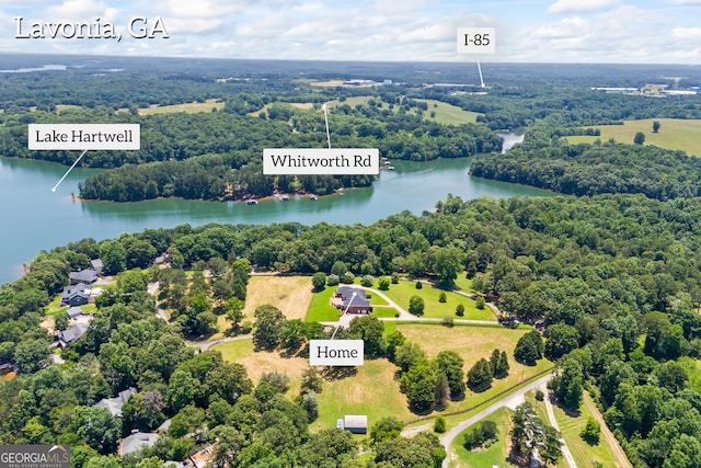 152 Lace Field Ln, Lavonia, GA 30553 - drone / aerial view of a nearby body of water and a heavily wooded area