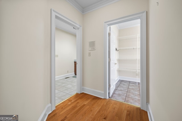 152 Lace Field Ln, Lavonia, GA 30553 - hallway with ornamental molding and light wood-style flooring