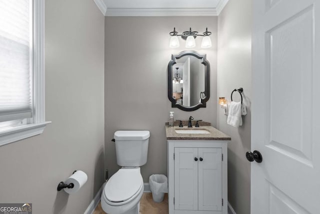 2864 Wyndcliff Ct, Marietta, GA 30066 - half bathroom featuring vanity and crown molding