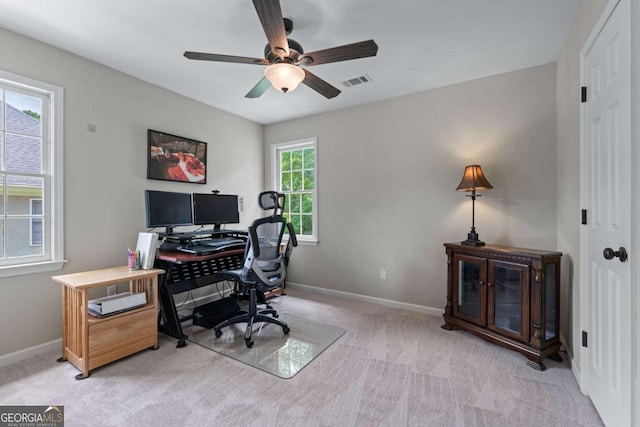 2864 Wyndcliff Ct, Marietta, GA 30066 - carpeted office space featuring ceiling fan and baseboards