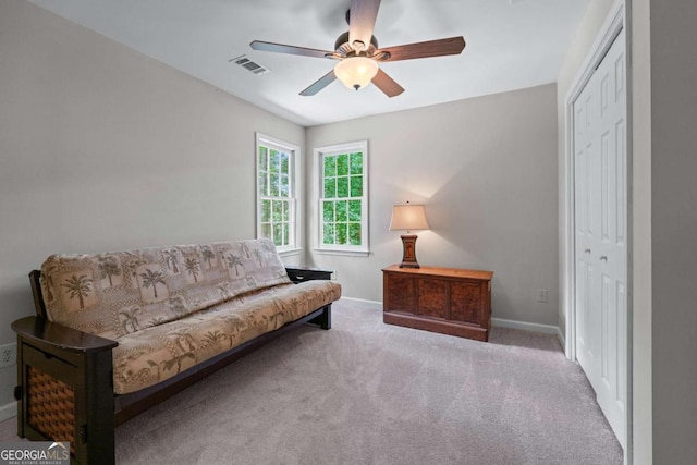 2864 Wyndcliff Ct, Marietta, GA 30066 - sitting room with ceiling fan and carpet floors