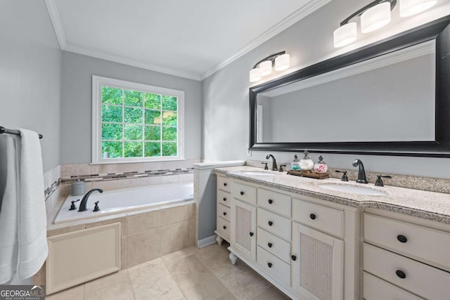 2864 Wyndcliff Ct, Marietta, GA 30066 - full bath featuring double vanity, crown molding, and a bath