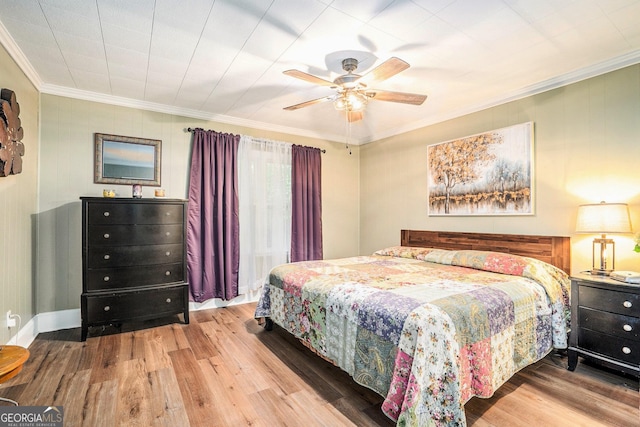 1083 Hampton Rd, Hampton, GA 30228 - bedroom with ornamental molding, wood finished floors, and a ceiling fan