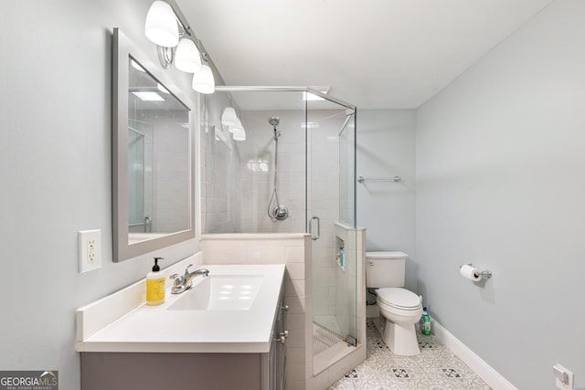 1436 Virginia Way, Monroe, GA 30655 - bathroom featuring vanity, a stall shower, and tile patterned floors