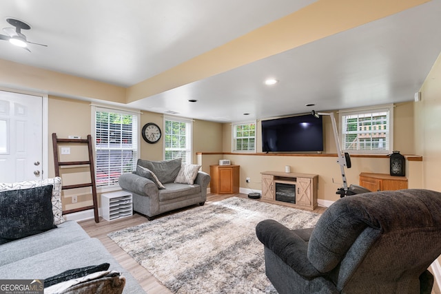 1436 Virginia Way, Monroe, GA 30655 - living area with wood finished floors and a ceiling fan