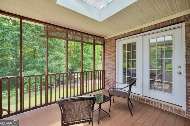 186 Ashley Dr, Mcdonough, GA 30252 - unfurnished sunroom with a skylight, healthy amount of natural light, and french doors