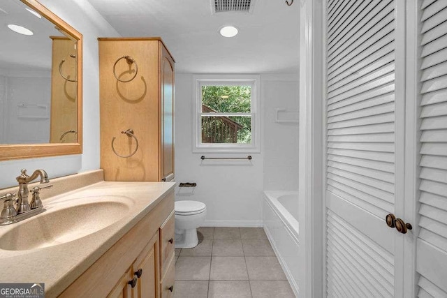 2585 Regency Dr E, Tucker, GA 30084 - full bathroom with vanity, tile patterned flooring, recessed lighting, and  shower combination