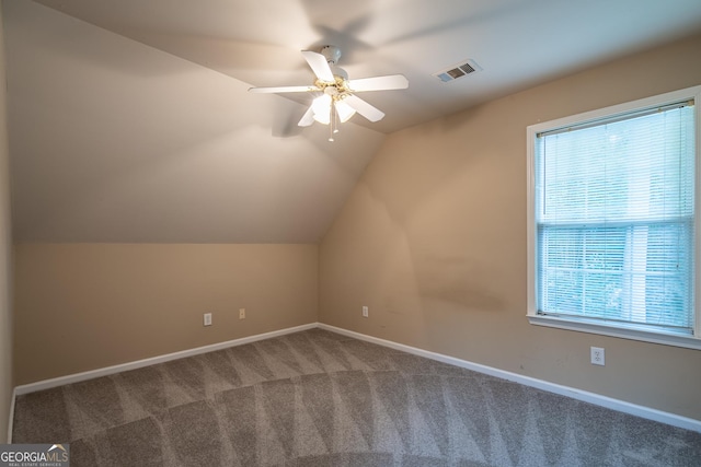 1805 Millstone Ct, Alpharetta, GA 30004 - additional living space with carpet, a ceiling fan, and lofted ceiling