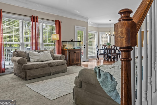 1120 Liberty Ln, Bogart, GA 30622 - living room with a chandelier and ornamental molding