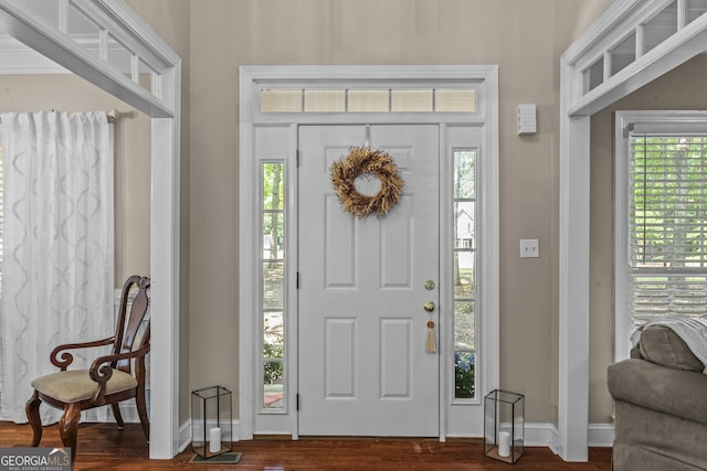 1120 Liberty Ln, Bogart, GA 30622 - foyer with dark wood finished floors and baseboards