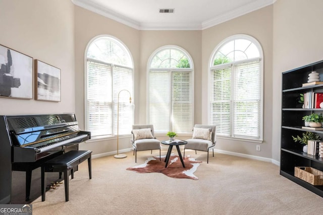 2000 Settindown Dr, Roswell, GA 30075 - living area with plenty of natural light, crown molding, and carpet floors