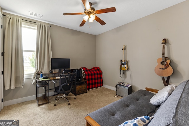 206 Barnyard Way, Perry, GA 31069 - carpeted home office with ceiling fan and baseboards