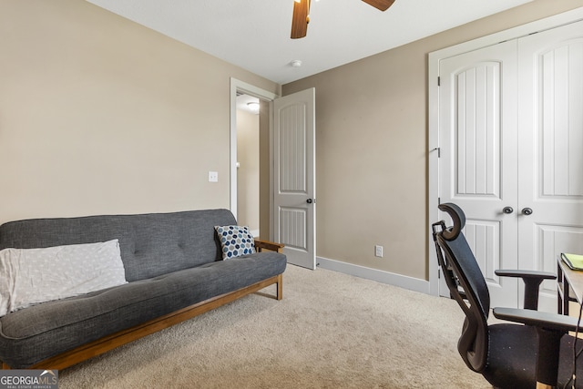 206 Barnyard Way, Perry, GA 31069 - home office with carpet floors and a ceiling fan