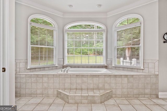 507 Wintergreen Way, Canton, GA 30115 - full bath featuring tile patterned floors, a bath, and crown molding