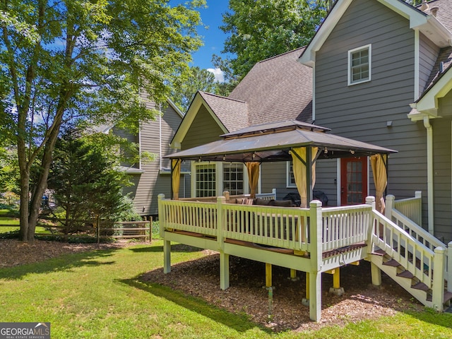 507 Wintergreen Way, Canton, GA 30115 - back of house with a gazebo, a shingled roof, and a deck