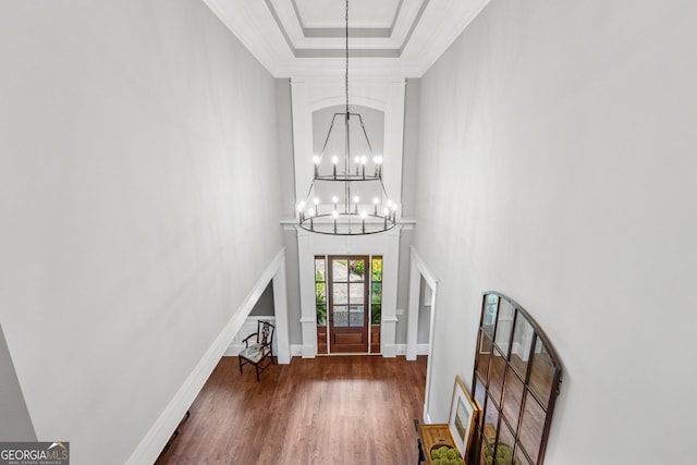 3047 Watsons Bnd, Milton, GA 30004 - foyer featuring a chandelier, wood finished floors, and a high ceiling