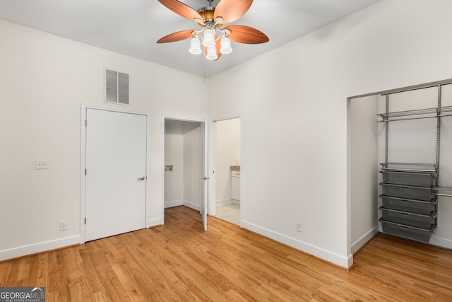 384 Ralph Mcgill Blvd NE Unit 123, Atlanta, GA 30312 - unfurnished bedroom featuring light wood-style flooring and a ceiling fan
