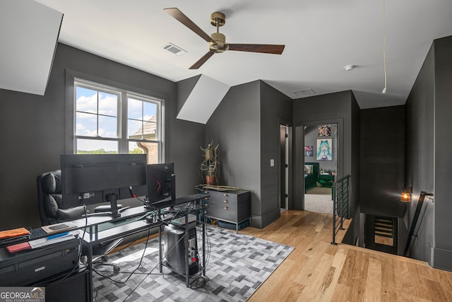 40 Fernbank Way, Newnan, GA 30265 - home office featuring a ceiling fan and light wood-style flooring