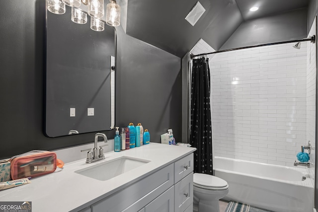 40 Fernbank Way, Newnan, GA 30265 - full bathroom featuring vanity, shower / tub combo, and lofted ceiling