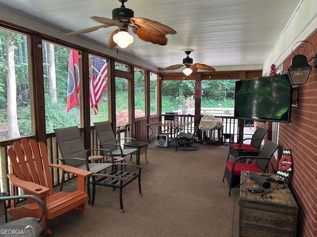 370 Butler Path, Dallas, GA 30132 - sunroom / solarium with a ceiling fan and carpet flooring