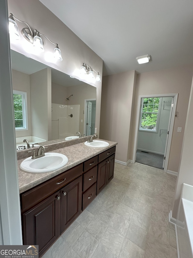48 Narrow Ln, Dahlonega, GA 30533 - full bath with a stall shower, double vanity, and a bath