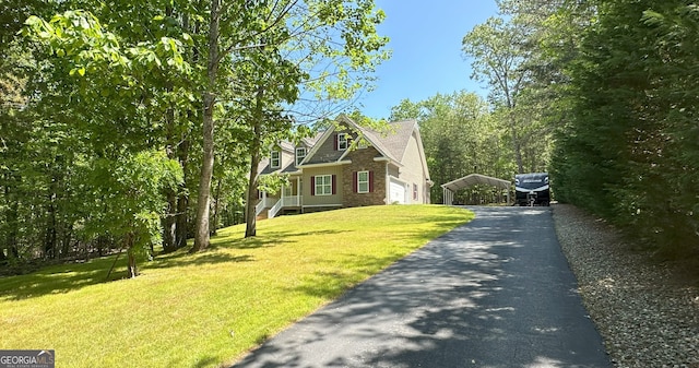 48 Narrow Ln, Dahlonega, GA 30533 - view of front of house with a front yard, a detached carport, and asphalt driveway