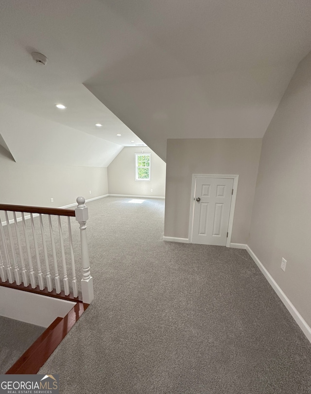 48 Narrow Ln, Dahlonega, GA 30533 - additional living space with vaulted ceiling, carpet flooring, and recessed lighting