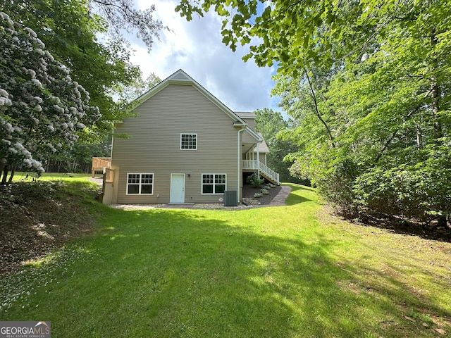 48 Narrow Ln, Dahlonega, GA 30533 - rear view of house featuring stairs and a yard