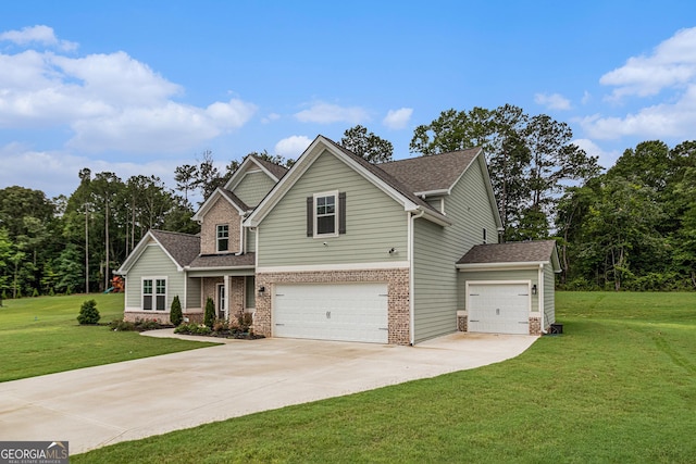 2 Whites Pond Rd, Moreland, GA 30259 - view of front facade featuring a front lawn, driveway, brick siding, and a garage
