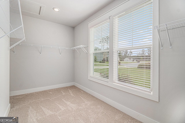 2 Whites Pond Rd, Moreland, GA 30259 - walk in closet featuring carpet floors and attic access