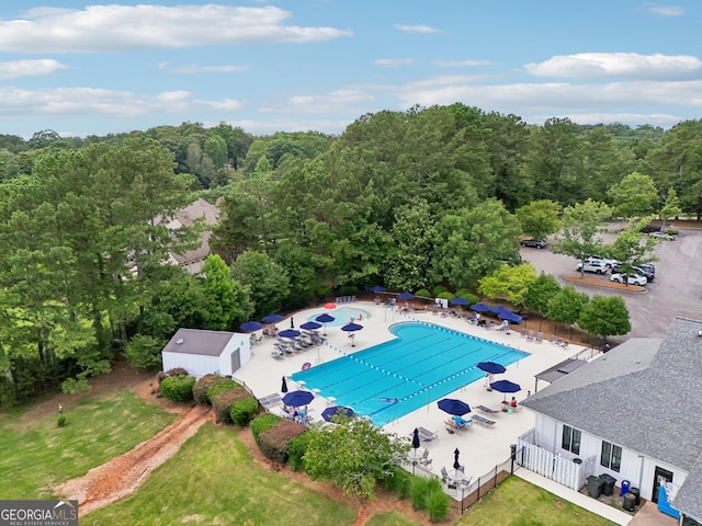 15305 Highgrove Rd, Milton, GA 30004 - aerial view of a pool area and a heavily wooded area