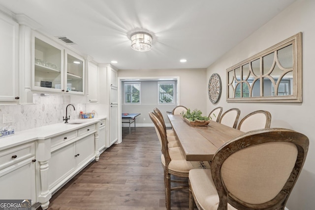 15305 Highgrove Rd, Milton, GA 30004 - dining area featuring dark wood finished floors and recessed lighting