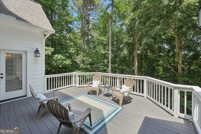 15305 Highgrove Rd, Milton, GA 30004 - wooden terrace featuring view of wooded area