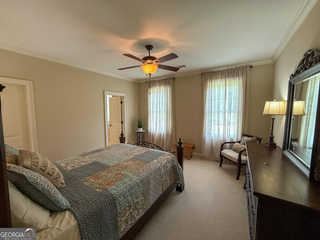 286 Timberlake Dr, Martin, GA 30557 - carpeted bedroom featuring crown molding and ceiling fan