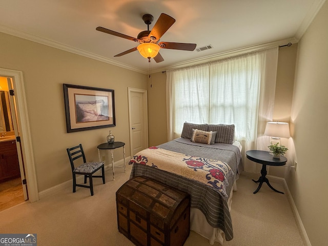 286 Timberlake Dr, Martin, GA 30557 - bedroom with carpet flooring, crown molding, and a ceiling fan