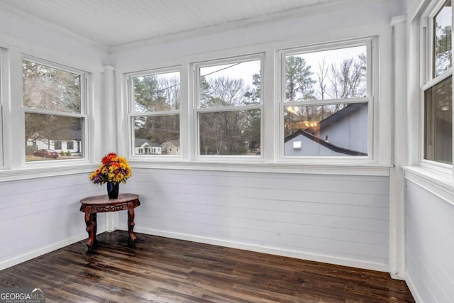 1747 Parkhill Dr, Decatur, GA 30032 - unfurnished sunroom with wood finished floors, healthy amount of natural light, and crown molding