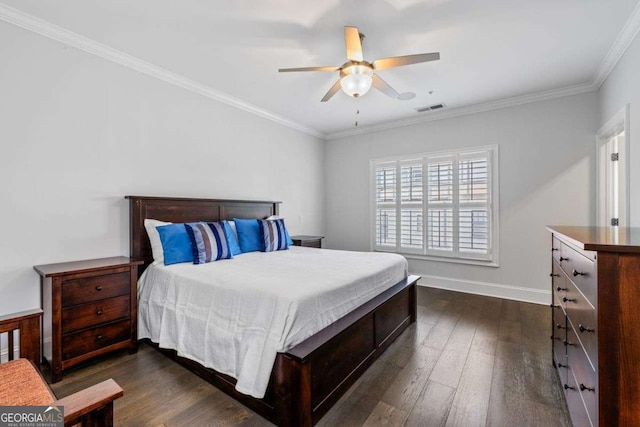 18 Peachtree Ave NE Unit 5, Atlanta, GA 30305 - bedroom with dark wood-type flooring, crown molding, and a ceiling fan
